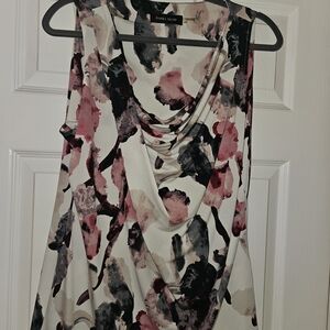Ivanka Trump Pink and Black Floral Blouse